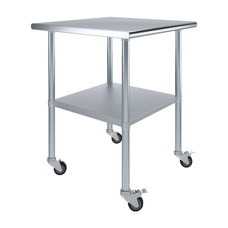Amgood 30 in. x  30 in. Stainless Steel Table With Wheels AMG WT-3030-WHEELS